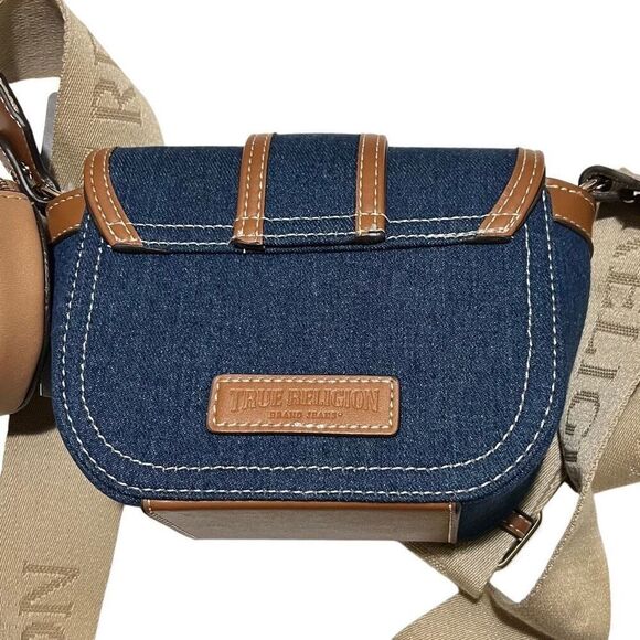 Y2K True Religion Logo Blue Denim Cross body bag - Picture 3 of 8